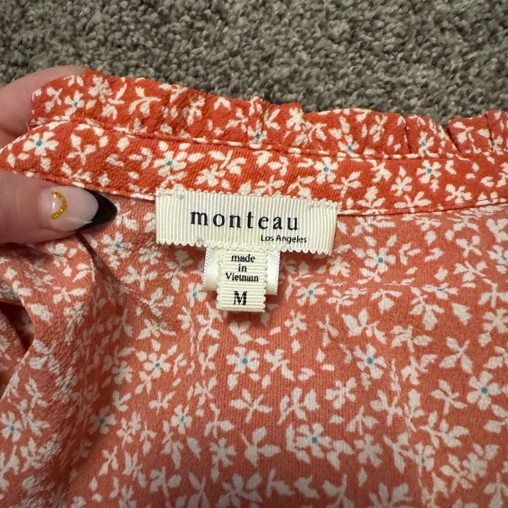 Monteau Coral Floral Blouse